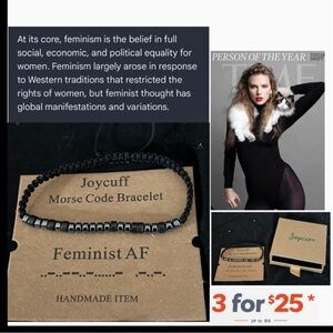 Feminist women empowerment bracelet in Morse code